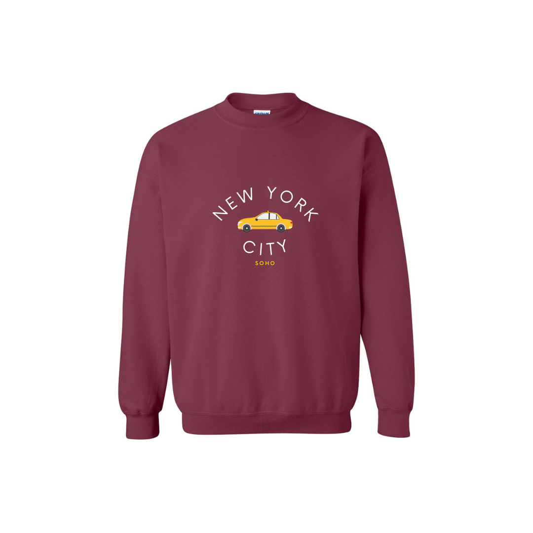 Embroidered NYC Taxi Crewneck | Handmade with love in NYC | Cotton