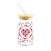  Big Pink Hearts Cup for Iced Drinks | Glass Cups for Her | Valentines Gifts