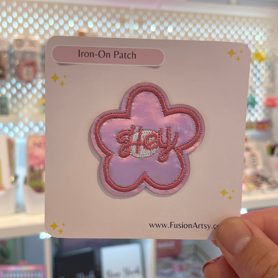 Hey Pink Flower Patch | Cute and Pink Patches | Iron-On Patches