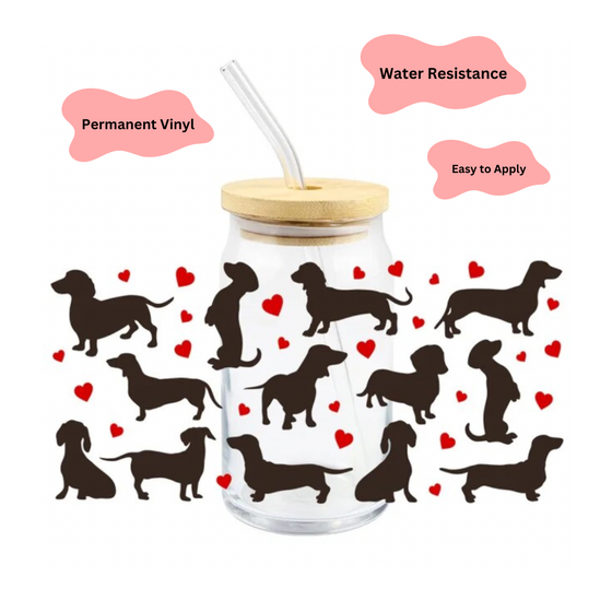 Doggie and Hearts Glass Cup | Glass Cups for Her | Dog Lover