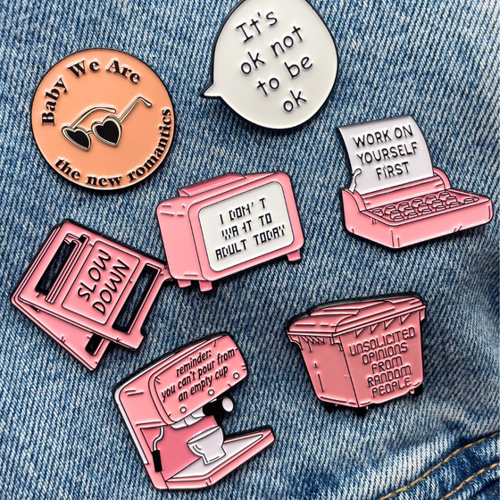 Pink and Preppy Enamel Pins | Mood Vibes | Cute Pins for Jackets and Backpacks