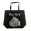 New York Large Black Tote Back with Zipper | Canvas Material and Washable