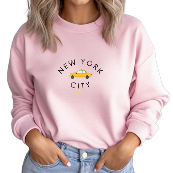 Embroidered NYC Taxi Crewneck  | Handmade with love in NYC | Cotton Sweatshirts