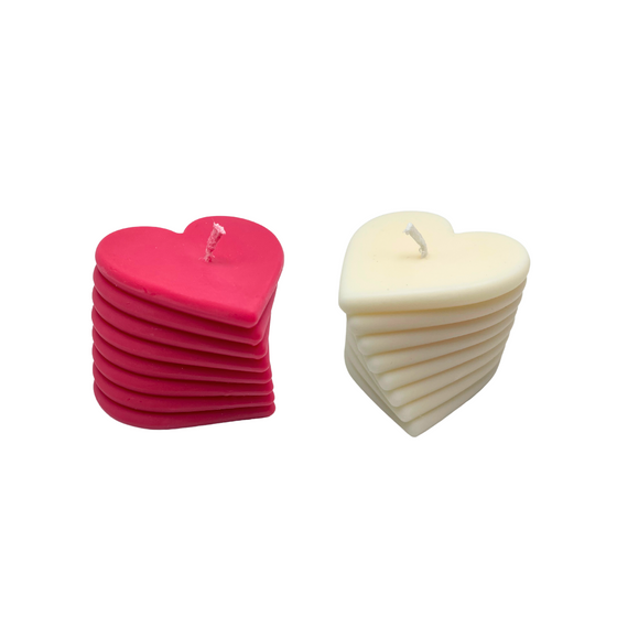 Valentines Heart Candles | White and Red Candles | Love Gift | Soy Wax Candles