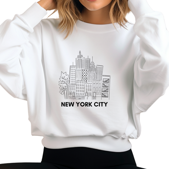 New York City Drawing Crewneck  | Handmade with love in NYC | Cotton Sweatshirts
