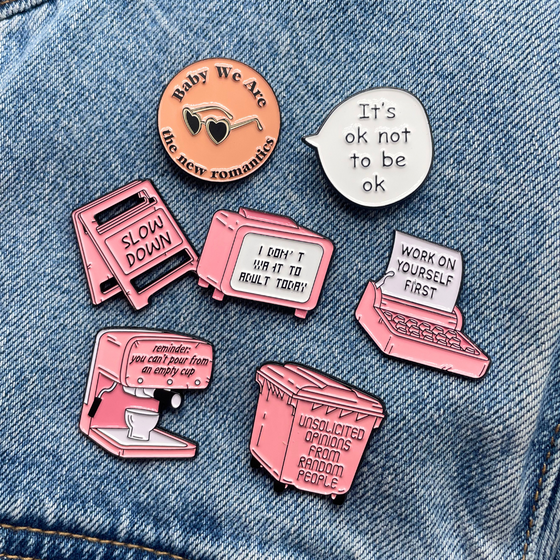 Pink and Preppy Enamel Pins | Mood Vibes | Cute Pins for Jackets and Backpacks