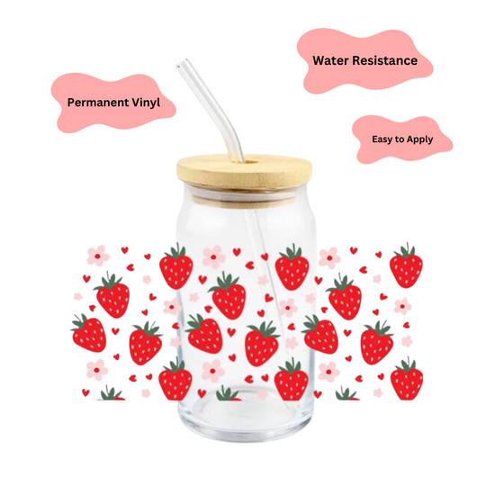 Strawberry Cup for Iced Drinks | Glass Cups for Her | Made in New York| Fruity Designs