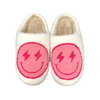 Pink Lighting Bolt Smiley Face Slippers | Comfy Shoes | Warm Slippers