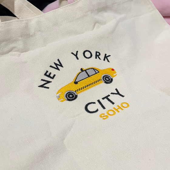 Embroidered NYC Taxi Tote Bag | Ecological | Made in NYC | Washable Bag