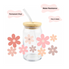 Pink Flowers Cup for Iced Drinks | Glass Cups for Her | Made in New York| Cute Preppy Design