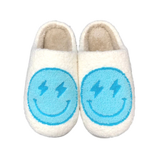  Blue Lighting Bolt Smiley Face Slippers | Comfy Shoes