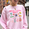 NYC Most Iconic Places Sweatshirt | Cutest NYC Clothing | Made in NYC | Pink Lover