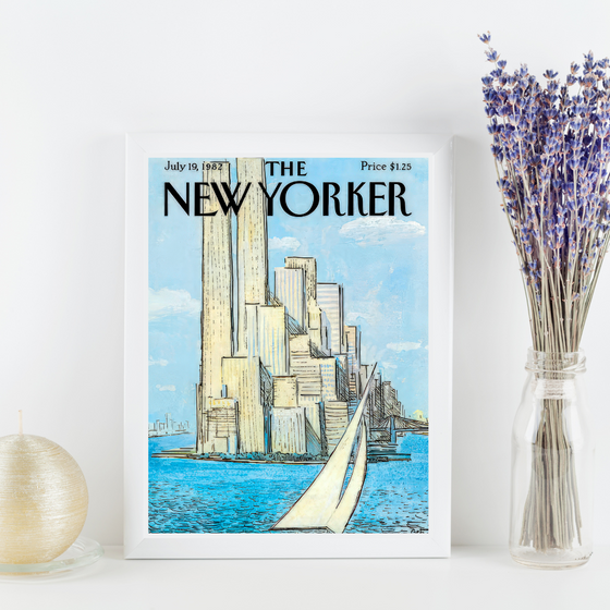 The New Yorker Cover Blue Boat in the City | New York Prints | New York Lover