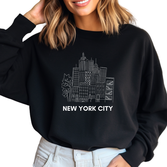 New York City Drawing Crewneck  | Handmade with love in NYC | Cotton Sweatshirts
