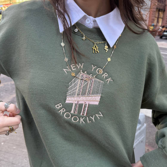 Brooklyn Embroidered  Crewneck  | Handmade with love in NYC | Cotton Sweatshirts