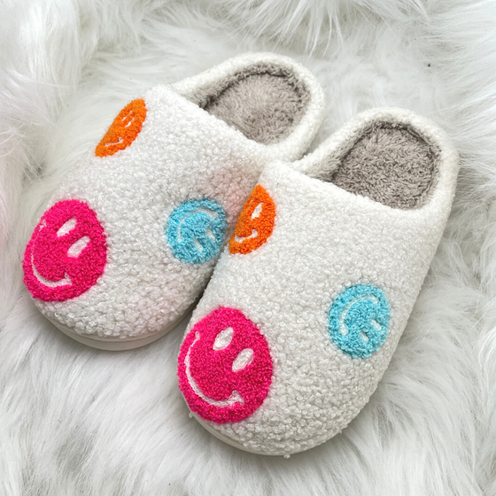 NEW! Multicolor Smiley Faces Slippers | Comfy Shoes