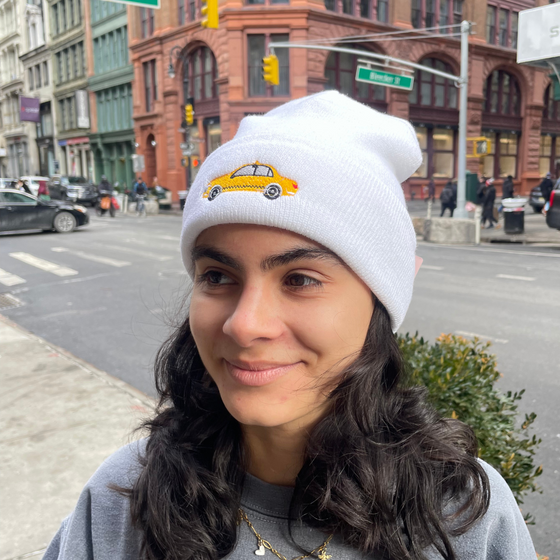 Embroidered NYC Taxi Beanie | Made in New York | 100% Made in the USA