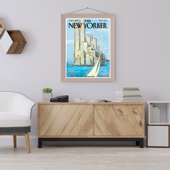 The New Yorker Cover Blue Boat in the City | New York Prints | New York Lover