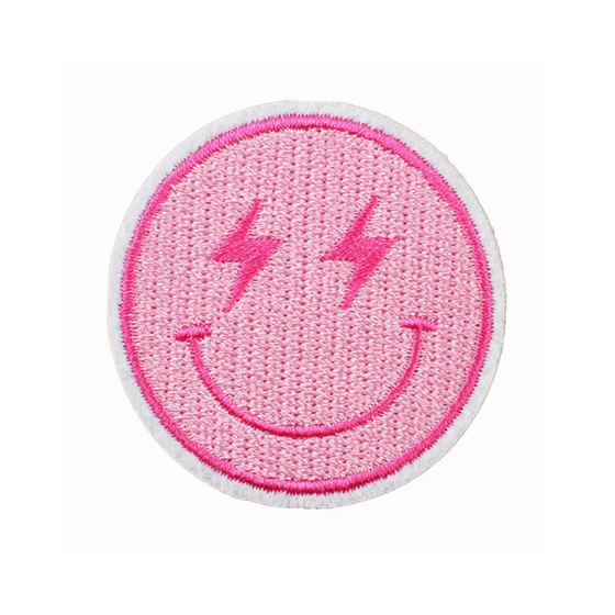 Pink Smiley Face Patch | Cute and Pink Patches | Iron-On Patches