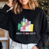 Colorful NYC Drawing Crewneck  | Handmade with love in NYC | Cotton Sweatshirts