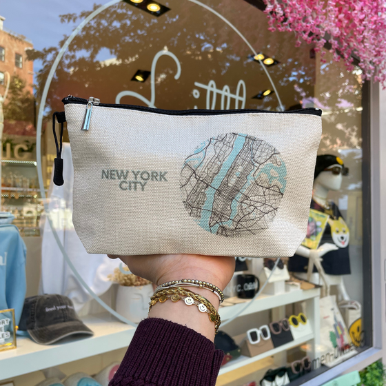 New York Blue Map Travel Bag | Make Up Pouch | New York City