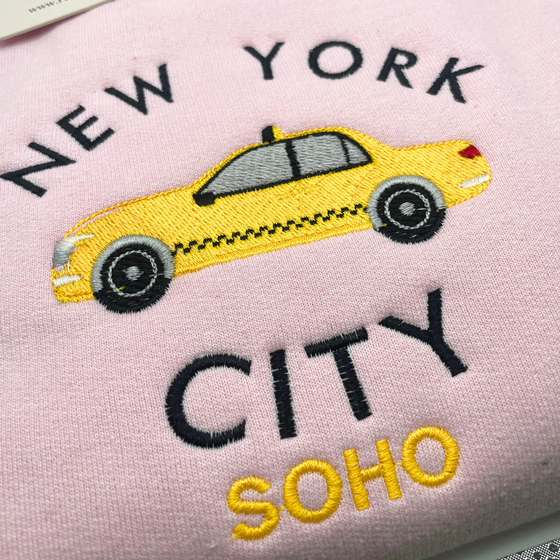 Embroidered NYC Taxi Crewneck  | Handmade with love in NYC | Cotton Sweatshirts