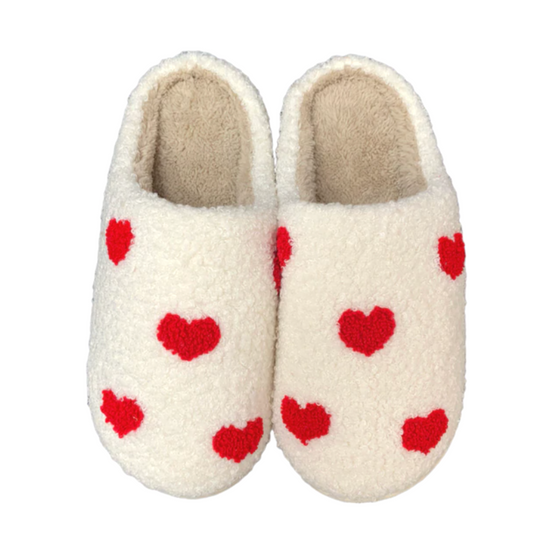 Multiple Red Hearts Slippers | Comfy Shoes | Warm Slippers