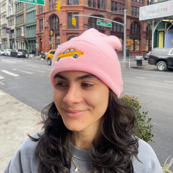 Embroidered NYC Taxi Beanie | Made in New York | 100% Made in the USA