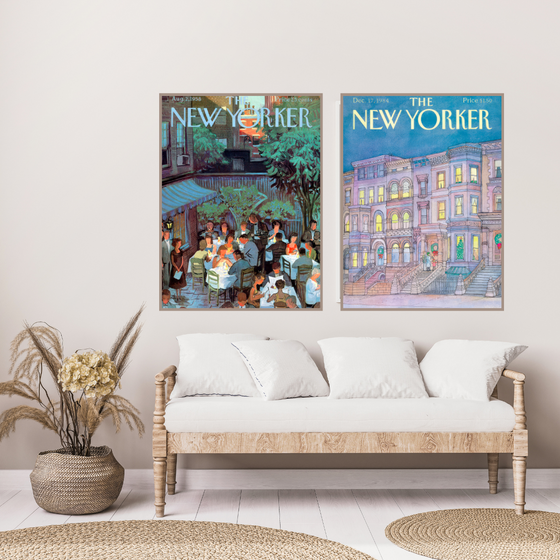 The New Yorker Cover Dark Outdoor Dining | New York Prints | New York Lover
