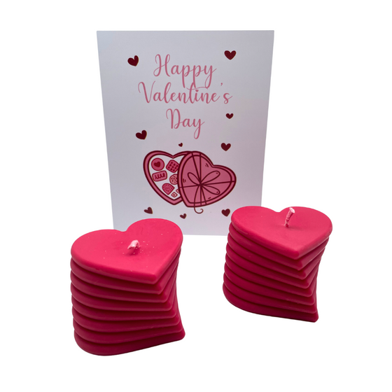 Valentines Heart Candles | White and Red Candles | Love Gift | Soy Wax Candles