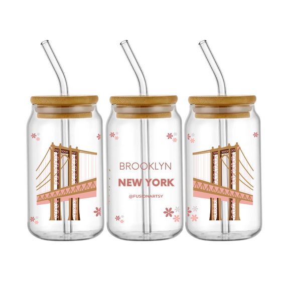 Brooklyn Bridge Glass Cups for Iced Drinks | Brooklyn Lover | Made in NYC