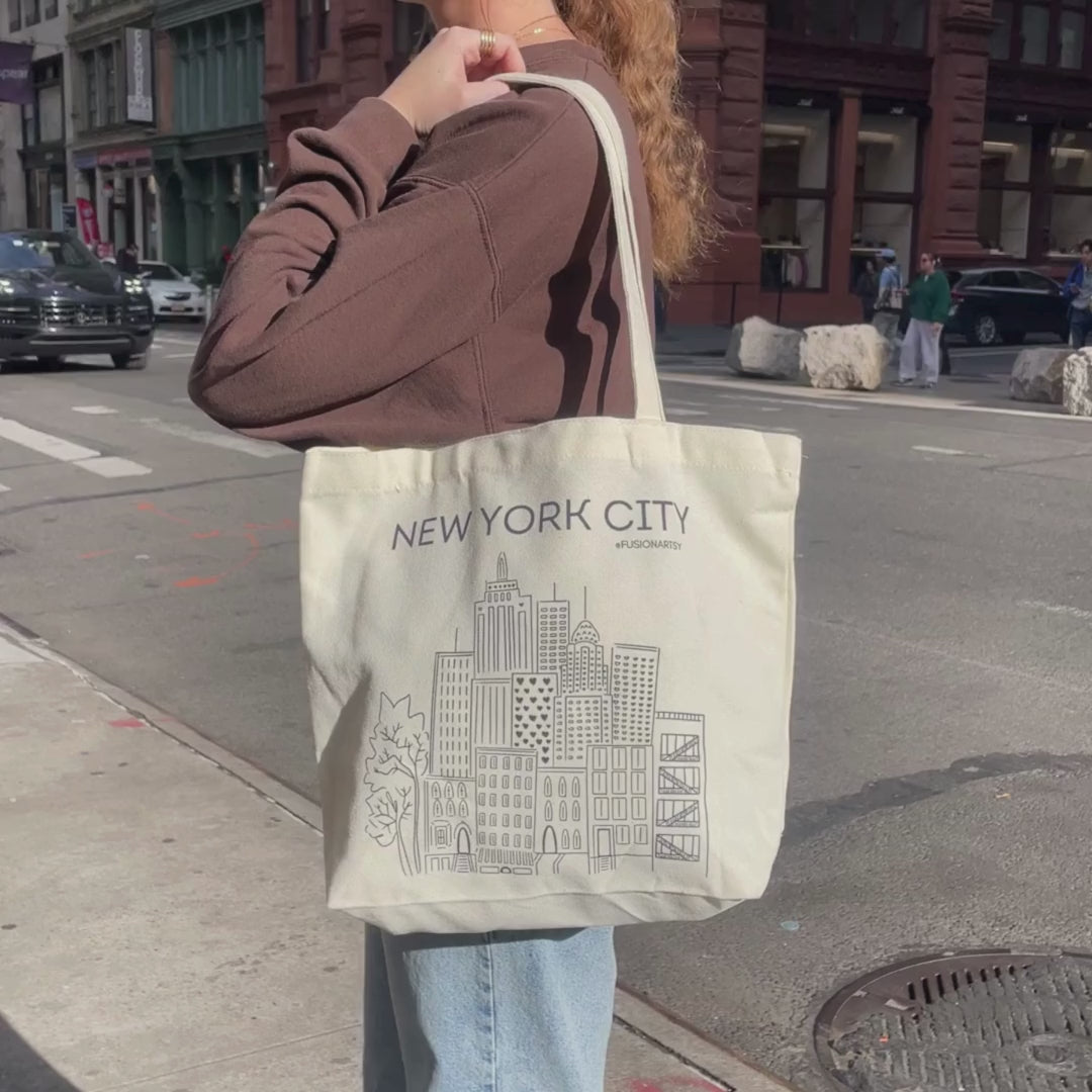 New York City Classic Tote Bag | Ecological | B&W Design | Water Resistant | Shopper Bag
