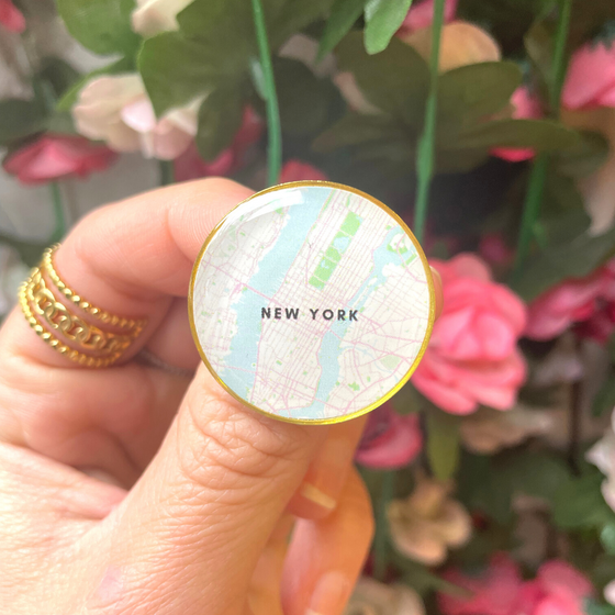New York City Pink Map Gold Pin | Pink New York | New York Pink | Perfect for Jackets and More