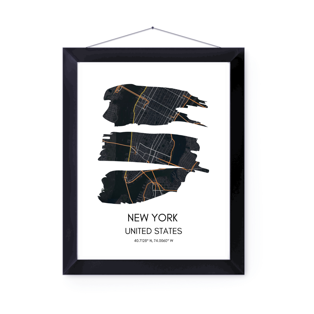 New York City Map Print | Poster City Map | Home Decor | 16 Designs Av