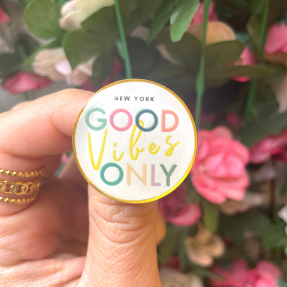 Good Vibes Only Gold Pin | Colorful Design | Perfect for Jackets and Backpacks