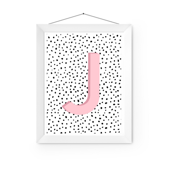 Initial Letter J Art Print | First Letter | Name Print | Dots Art Print | Cute Room Ideas