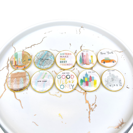 All Gold Metal Pins | Colorful Badges | Designed in NYC