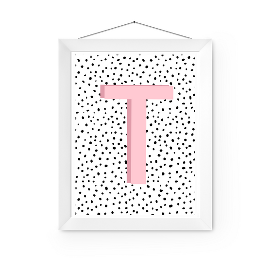 Initial Letter T Art Print | First Letter | Name Print | Dots Art Print | Cute Room Ideas