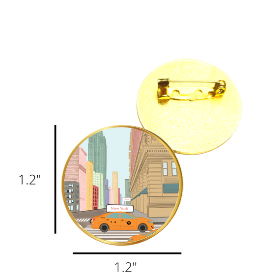 New York City Blue Map Gold Pin | New York Map | Perfect for Jackets and Backpacks