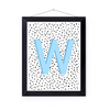 Initial Letter W Art Print | First Letter | Name Print | Dots Art Print | Cute Room Ideas