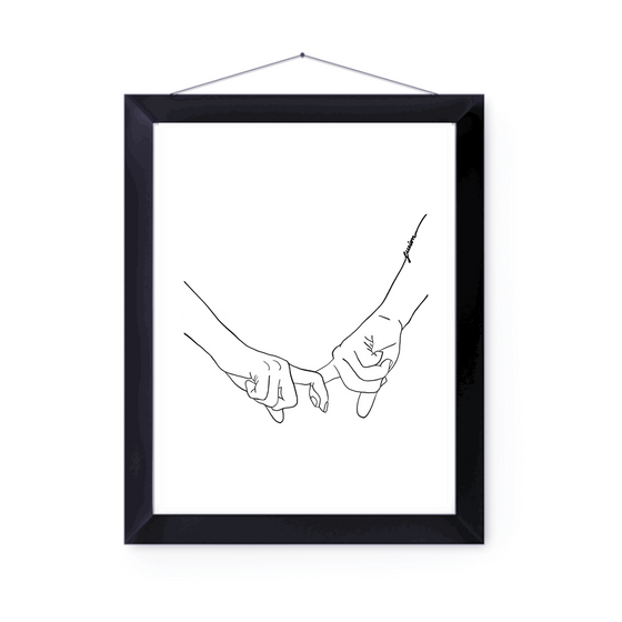 Holding Hands Minimalist Art Print | Home Decor | Minimalist Drawing | Room Ideas