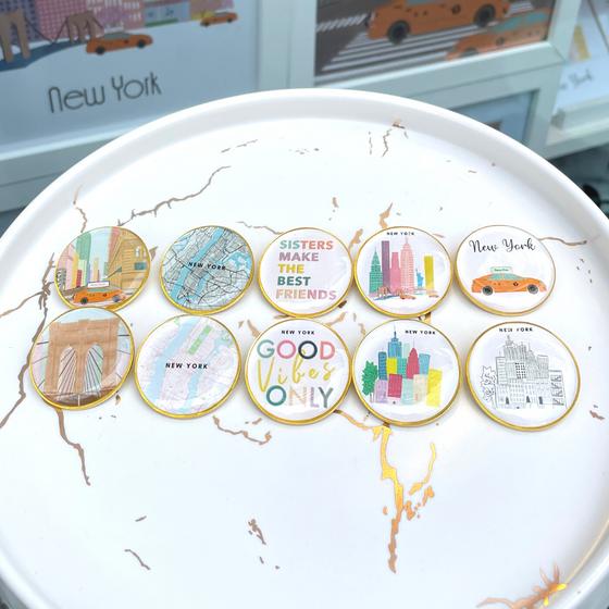 All Gold Metal Pins | Colorful Badges | Made in NYC