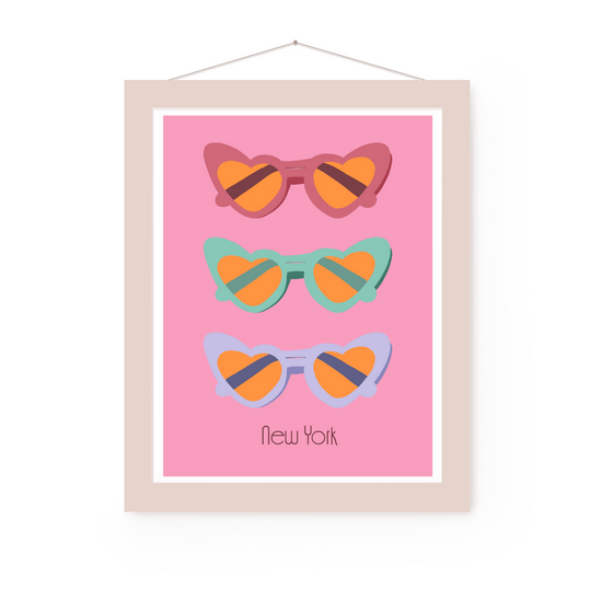 Sunglasses Heart Colorful Art Print | Preppy and Pink Collection