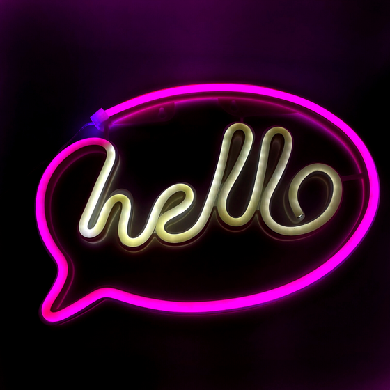 Hello in Circle Neon Signs | LED Lights | Art Wall Decor | Fun Wall Decor | Room Decor | Creative Spaces