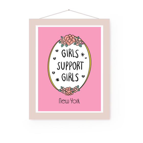 Girls Support Girls Art Print | Preppy and Pink Collection