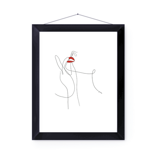 Red Lips Woman Minimalist Art Print | Home Decor | Minimalist Drawing | Room Ideas | Sexy Art | Woman Decor