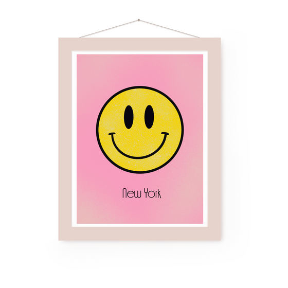 Smiley Face NYC Art Print | Preppy and Pink Collection