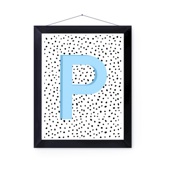 Initial Letter P Art Print | First Letter | Name Print | Dots Art Print | Cute Room Ideas