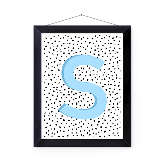 Initial Letter S Art Print | First Letter | Name Print | Dots Art Print | Cute Room Ideas