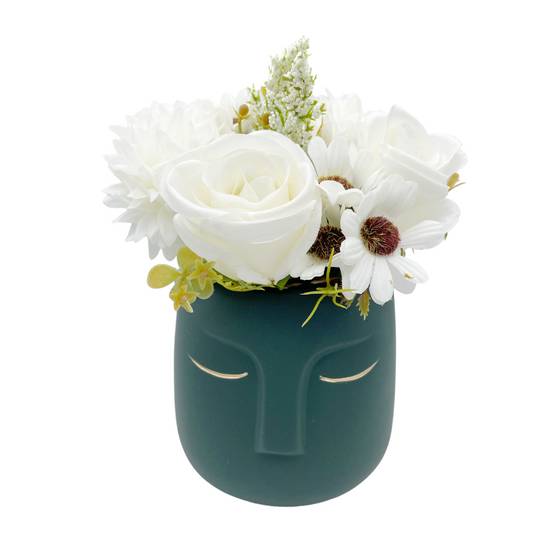 Dark Green Face Ceramic Vase | Flower Arrangement | Modern Decor | Home Decor | Unique Pieces